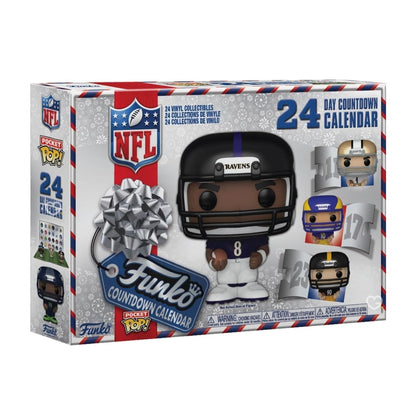 calendrier de l'avent funko pop NFL 2024 contenant 24 figurines à l'effigie de joueurs américains