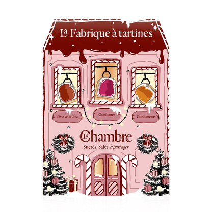 Calendrier de l’Avent La Chambre aux confitures 2025 avec 24 pots gourmands de confitures, miels et condiments pour amateurs de douceurs artisanales.