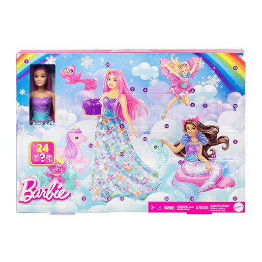 Calendrier de l'avent barbie Dreamtopia 2024 contenant des accessoires et objets pour poupée fille