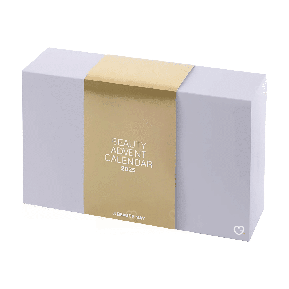 Calendrier de l’Avent Beauty Bay 2025 édition limitée avec 27 essentiels beauté tendance, maquillage et soins pour femmes passionnées de cosmétiques.