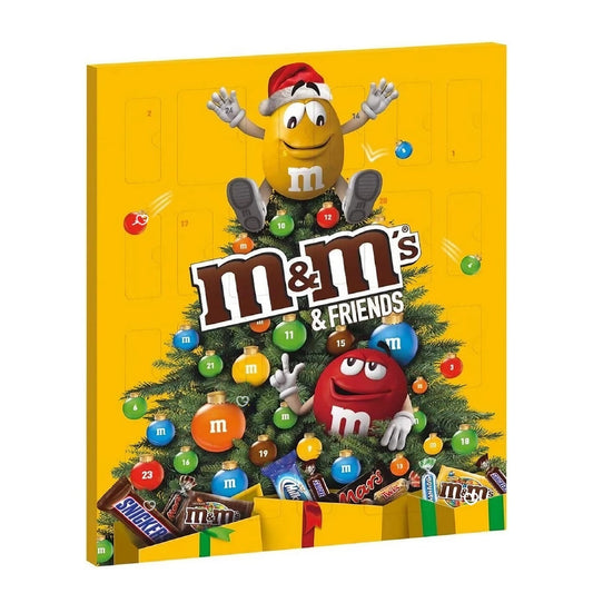 Calendrier de l'avent chocolat M&M's Friends contenant 24 chocolats TWIX, SNICKERS, MARS, BOUNTY, MILKY WAY,et M&M'