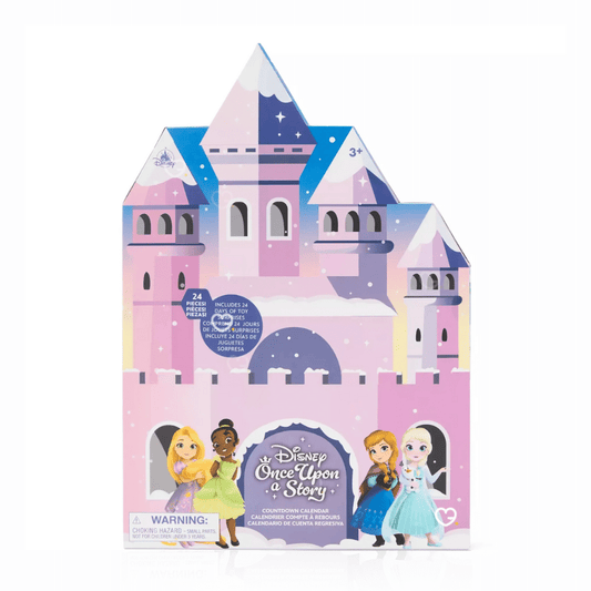 Calendrier de l’Avent Disney Once Upon a Story 2025 avec 24 micro figurines et accessoires féériques, idéal pour enfants et familles fans de Disney.