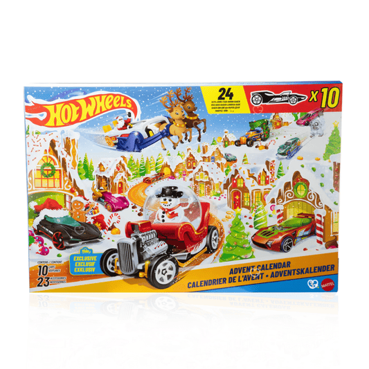 Calendrier de l’Avent Hot Wheels 2025 avec 34 surprises, dont 10 voitures miniatures 1:64 et 24 accessoires, calendrier jouet pour enfant