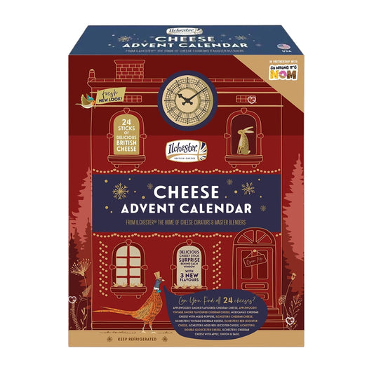 Calendrier de l'avent Fromage 2024 Ilchester Cheese contenant des fromages individuels de différentes saveurs