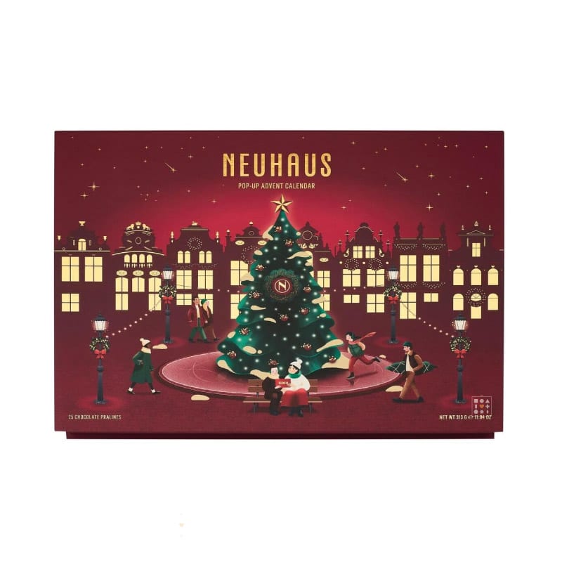 coffret popup calendrier de l'avent chocolat Neuhaus 2023 avec 25 pralinés et chocolat