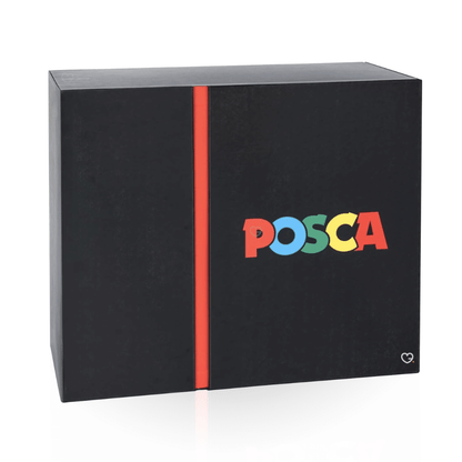 Calendrier de l’Avent POSCA 2025 avec 24 produits de papeterie créative, feutres colorés et accessoires DIY pour amateurs d’art et de dessin.