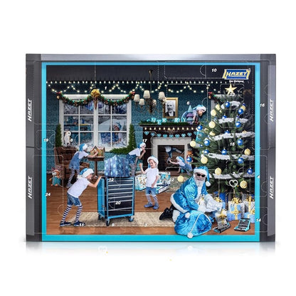 calendrier de l'avent Hazet 2024 comprenant des outils et accessoires pour bricolage cadeau homme